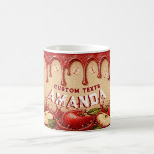 Mug Pomme Rouge Beige Vintage Favor   Fête de Jardin R