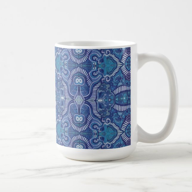 Mug Pomme Strid Bohemian Boho Arabesque Motif Bleu (Droite)