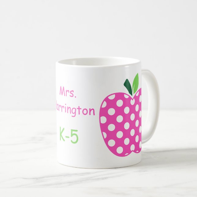 Mug Pommes à points rose et vert Polka (Devant droit)
