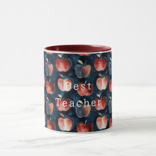 Mug Pommes Rouges Bleues Meilleur Enseignant ou person