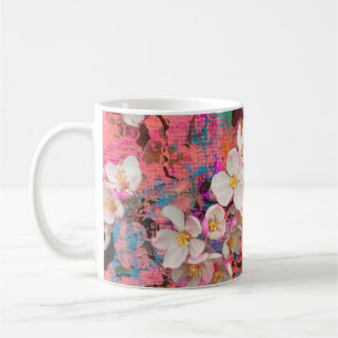 Mug Pommier florissant, peinture et support mixte
