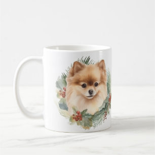 Mug Pompe Poméranienne de la couronne de Noël
