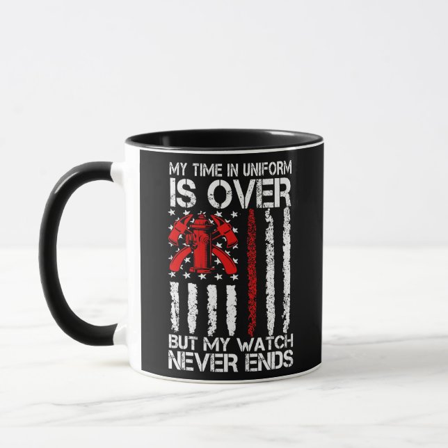 Mug Pompier à la retraite Mince ligne rouge drôle (Gauche)