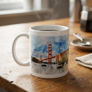 Mug Pont Golden Gate aquarelle à San Francisco