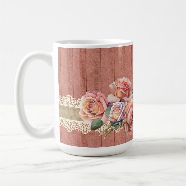 Mug Poodé Chic Floral Avec Lampe De Table Rose (Gauche)
