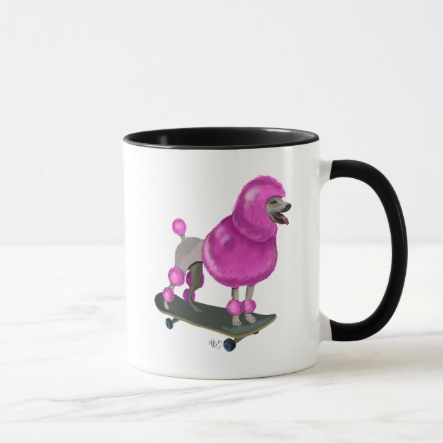 Mug Poodé rose et planche à roulettes (Droite)