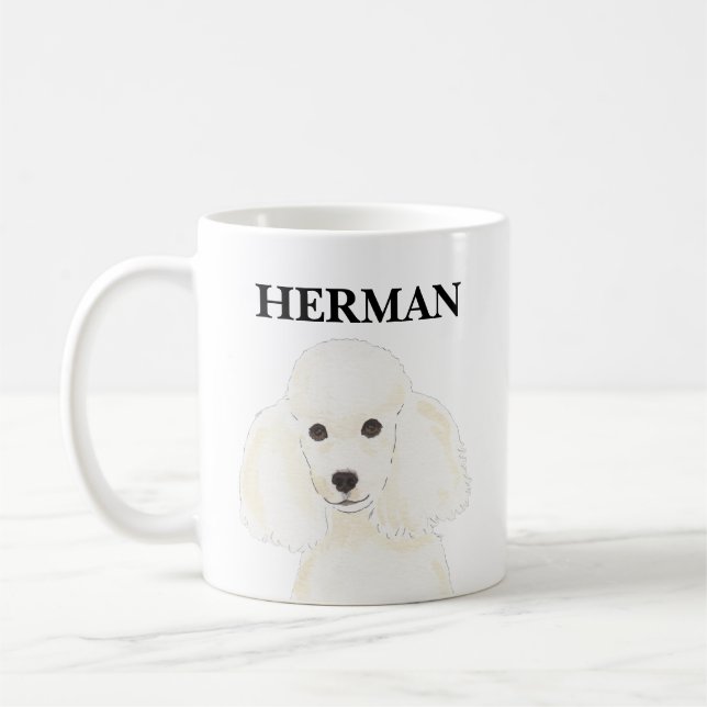 Mug Poodle blanc personnalisé (Gauche)