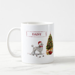 Mug Poodle gris drôle Chien de Noël avec arbre