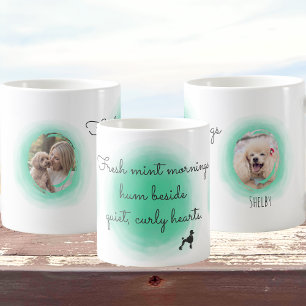 Mug Poodle Vert Menthe Aquarelle - Photo & Nom Personn