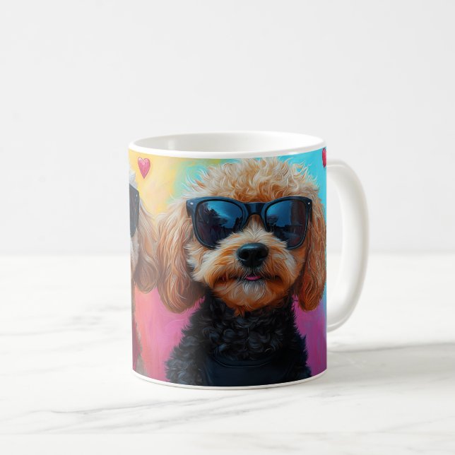 Mug Poodle with Heart Roses Saint-Valentin (Devant droit)