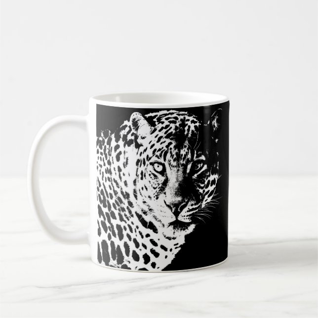 Mug Pop Art moderne Modèle Animaux léopard Visage (Gauche)