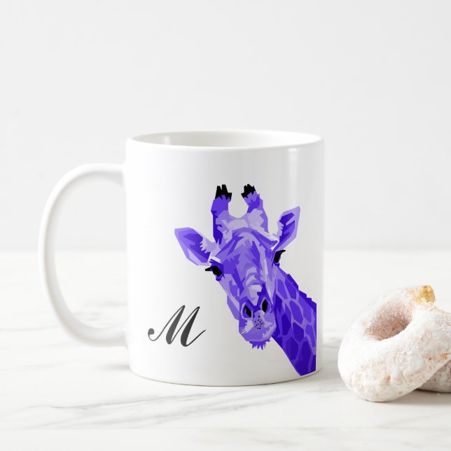 Mug Pop d'art de la Giraffe violette Monogramme café M (Avec donut)