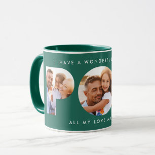 Mug Pop multi photo moderne typographie élégant vert
