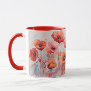 Mug Poppies d'aquarelle rouge dans un champ