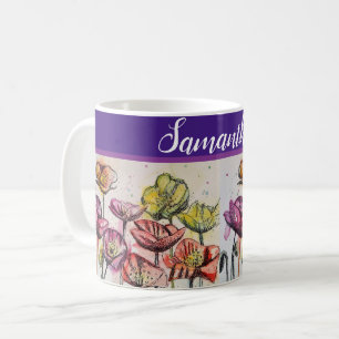 Mug Poppies de fleurs de pavot jaune orange rouge