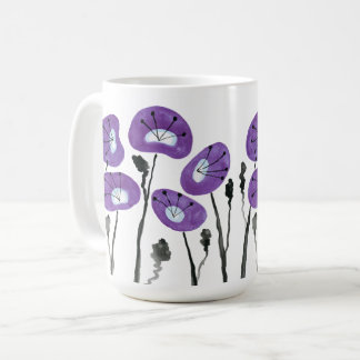 Mug Poppies violettes modernes Aquarelle Fleurs Thé et