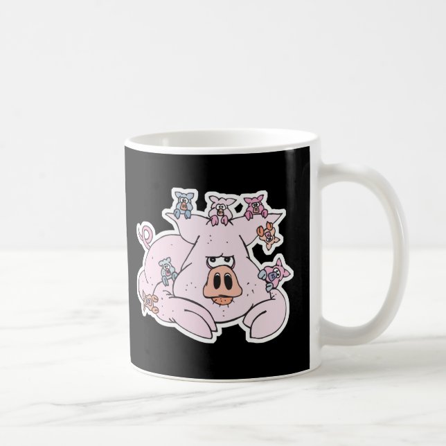 Mug porc drôle avec des porcelets (Droite)