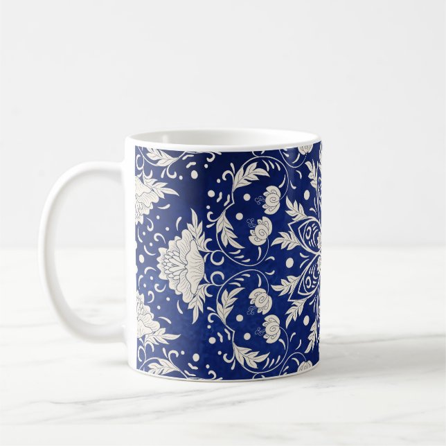 Mug Porcelaine chinoise : Aquarelle bleue Florale (Gauche)