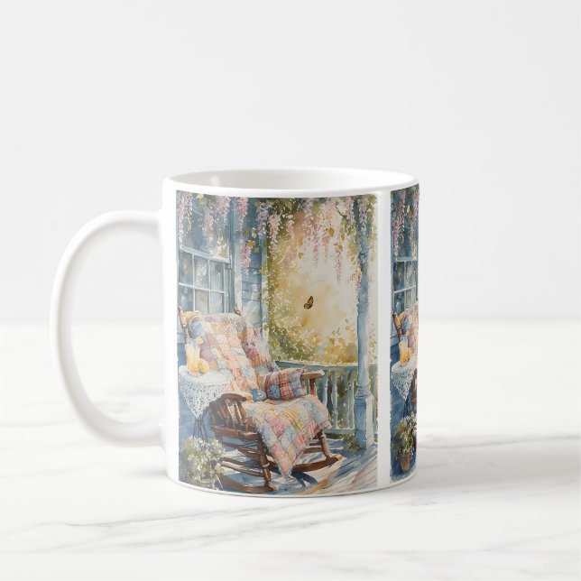 Mug Porche confortable avec courtepointe et charme de  (Gauche)