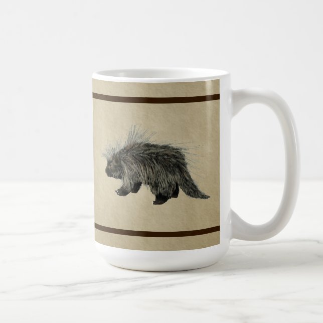 Mug Porcupine sur vieux papier (Droite)