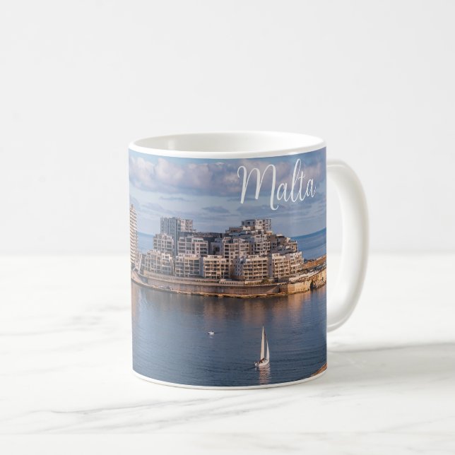 Mug Port de Sliema et gratte-ciel à Malte (Devant droit)
