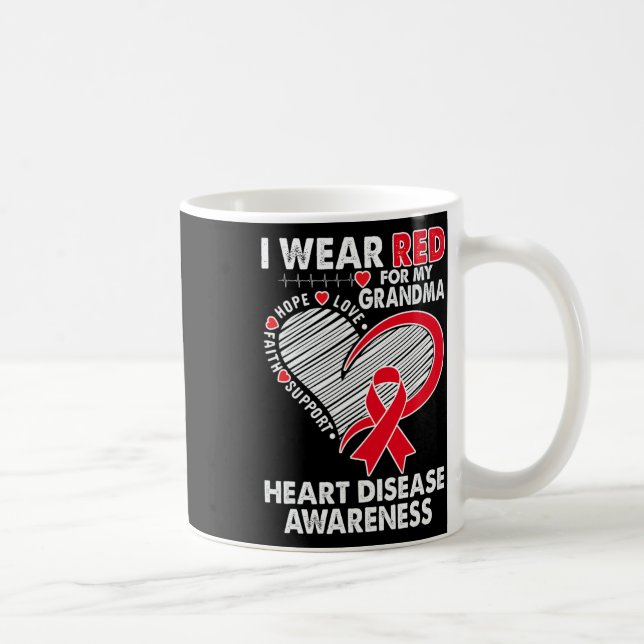 Mug Portez Le Rouge Pour Grand-Mère Maladie Cardiaque  (Droite)
