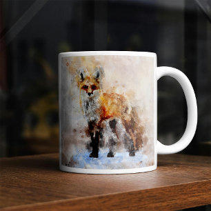 Mug Portrait aquarellé du renard roux 02
