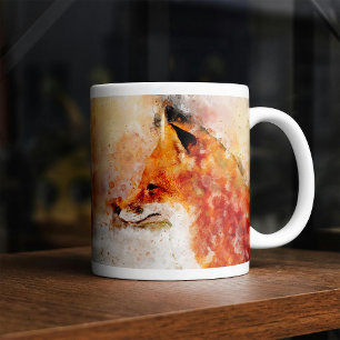 Mug Portrait aquarellé du renard roux 03