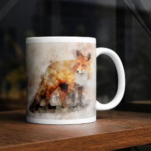 Mug Portrait aquarellé du renard roux 04