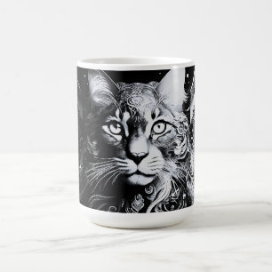 Mug Portrait artistique de chat en noir et blanc