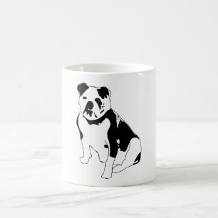 Mug Portrait de bouledogue assis en noir et blanc