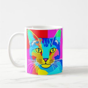 Mug Portrait de chat Pop Art multicolore