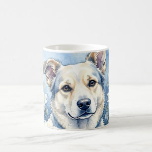 Mug Portrait de chien floral botanique à l'aquarelle