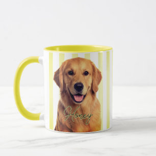 Mug Portrait de chien personnalisé avec des rayures ja