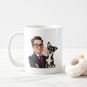 Mug Portrait de dessin animé d'homme mignon et de chie