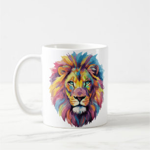Mug Portrait de loup à l'aquarelle arc-en-ciel