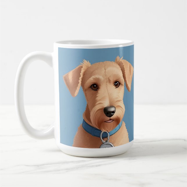 Mug Portrait d'un mignon chien portant un collier bleu (Gauche)