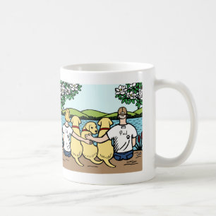 Mug Portrait jaune de Labradors et de parents