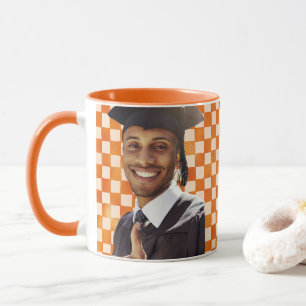 Mug Portrait personnalisé à carreaux orange pour homme
