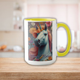 Mug Portrait personnalisé de la licorne blanche