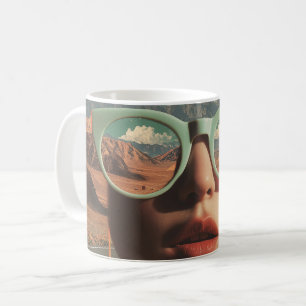 Mug Portrait surréaliste avec des lunettes reflétant l