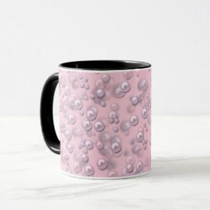 Mug Poseurs de perles rose-blanc sur velours rose