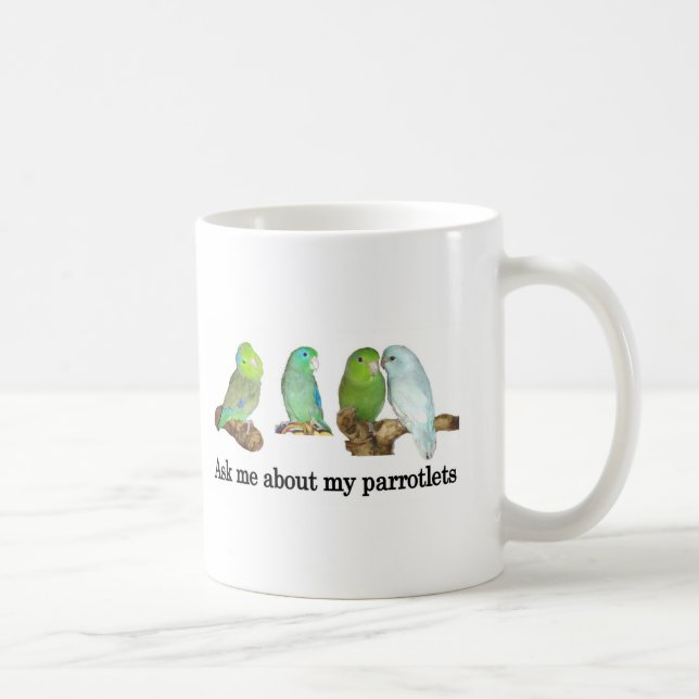 Mug Posez-moi des questions sur mes perroquets (Droite)