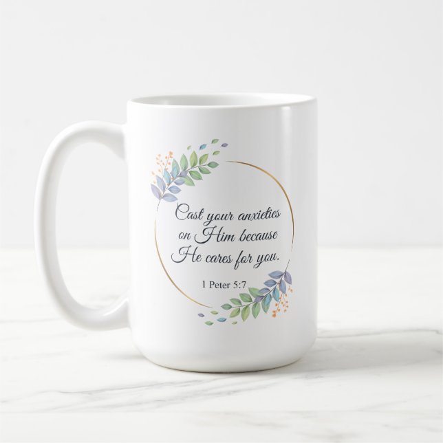 Mug Posez vos angoisses sur Lui 1 Pierre 5:7 (Gauche)