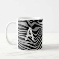 Poster de animal chic noir gris tigre rayure Monog