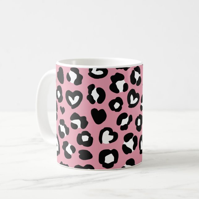 Mug Poster de animal, Léopard Rose, Zones De Cheetah,  (Devant gauche)