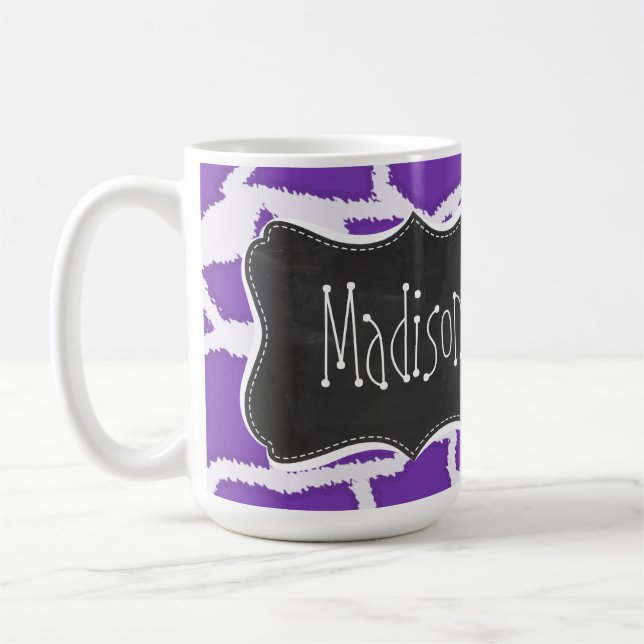 Mug Poster de animal pourpre de girafe de raisin ; (Gauche)