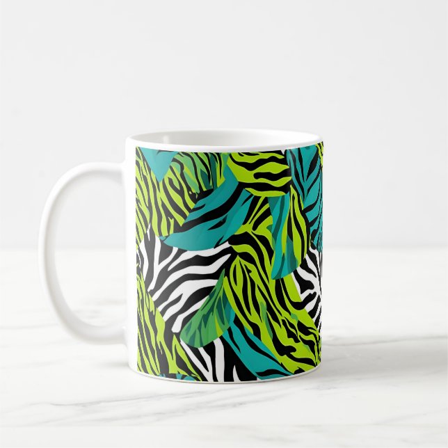 Mug Poster de animal turquoise Green Zebra Stripes (Gauche)