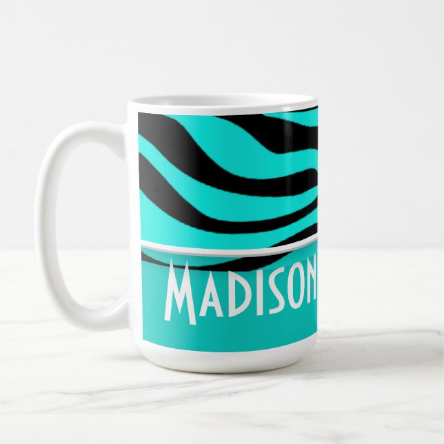 Mug Poster de animal Zèbre turquoise clair;Personnalis (Gauche)