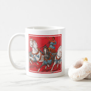Mug Poster De Cirque De Deux Hommes À Chariots Racing